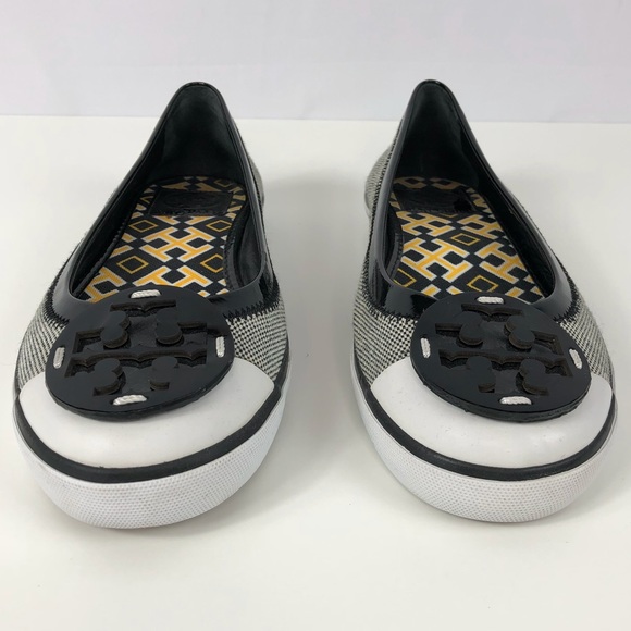 Tory Burch Blk&Wht Textile Ballet Flat Sneakers! - Picture 4 of 8